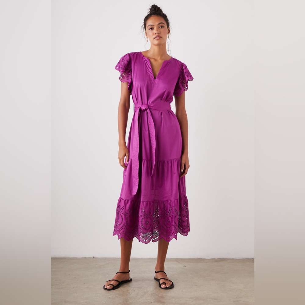 EUC Rails Gia Eyelet Midi Dress | Size XS | Purple Cotton